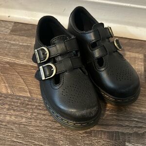 Black Kids Leather Mary Jane Shoes with Buckles